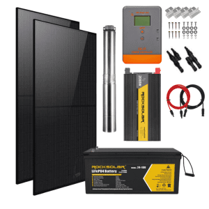 Rocksolar, ROCKSOLAR 2000W 24V Off-Grid Solar System with 1/3HP DC brushless submersible pump