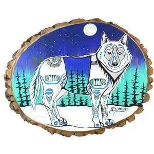 Indigenous Market, Jessica Somers 'White Wolf' Wood Artwork