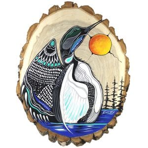 Indigenous Market, Jessica Somers 'Last Loon Call' Wood Artwork