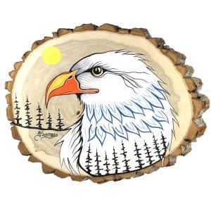 Indigenous Market, Jessica Somers 'Bald Eagle' Wood Artwork