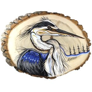 Indigenous Market, Jessica Somers 'Heron Beauty' Wood Artwork