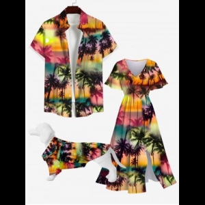 Rosegal, Ombre Galaxy Sun Coconut Tree Print Hawaii Dog and Owner Matching Outfits