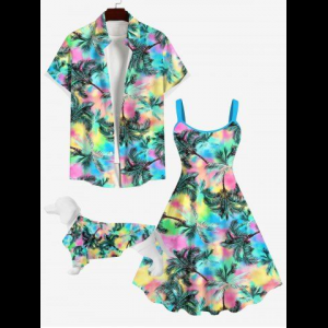 Rosegal, Coconut Tree Colorful Ombre Print Hawaii Dog and Owner Matching Outfits