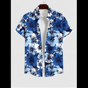 Rosegal, Men's Flowers Print Buttons Pocket Hawaii Shirt