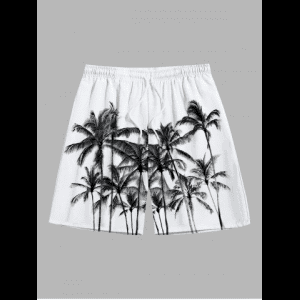Rosegal, Men's Ink Painting Coconut Tree Print Pocket Hawaii Beach Shorts