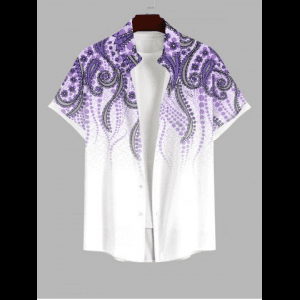 Rosegal, Plus Size Octopus Paisley Flowers Print Buttons Pocket Hawaii Shirt For Men