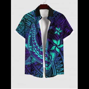 Rosegal, Plus Size Hammerhead Shark Floral Paisley Print Buttons Pocket Hawaii Shirt For Men