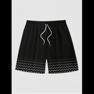 Rosegal, Plus Size Zig Zag Print Hawaii Drawstring Beach Shorts For Men