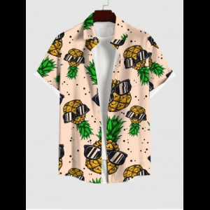 Rosegal, Plus Size Sunglasses Pineapple Dots Print Buttons Pocket Hawaii Shirt For Men