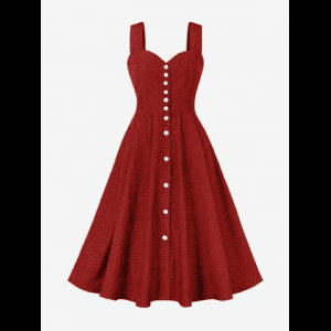 Rosegal, Dots Print Button Down Vintage Tank Dress