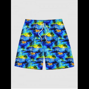 Rosegal, Men's Coconut Tree Sea Sun Print Hawaii Beach Shorts