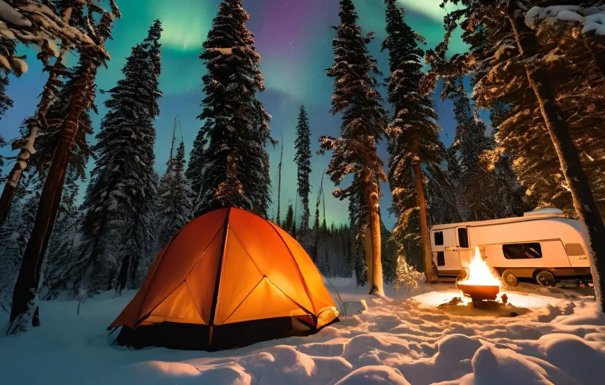 Winter Camping Adventure: Northern Lights Escape RV-Motorhome Tour