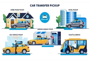 Car Transfer Pickup Feature_ Home Pick-Up _ Drop-Off Hotel Pickup Parking Garage Self-Service Pickup Shuttle Service