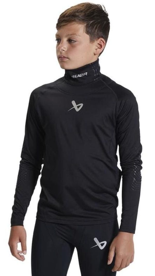 Bauer, BAUER S22 L/SL YOUTH NECKGUARD COMPRESSION SHIRT