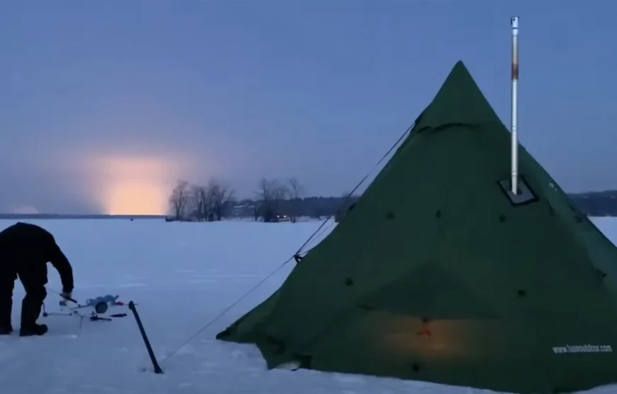 Ice Fishing Adventure on the Icey Lake RV-Motorhome Tour