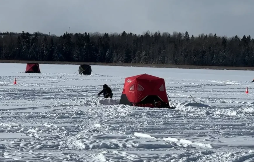 Ice Fishing Adventure on the Icey Lake RV-Motorhome Tour