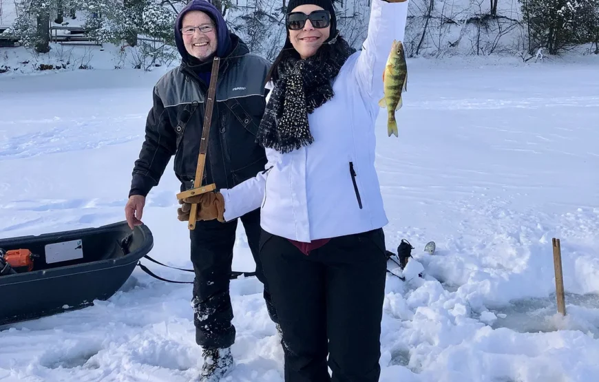 Ice Fishing Adventure on the Icey Lake RV-Motorhome Tour