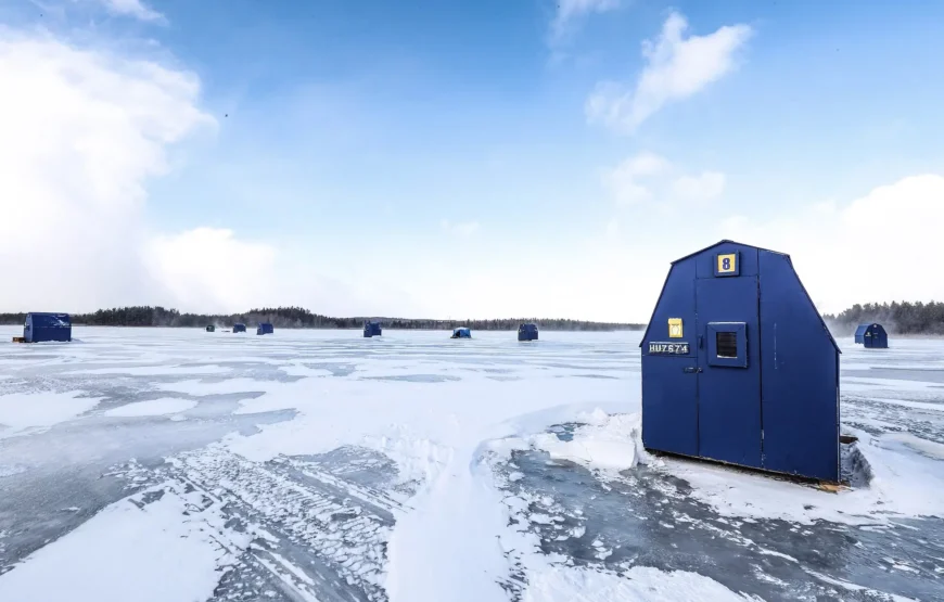 Ice Fishing Adventure on the Icey Lake RV-Motorhome Tour