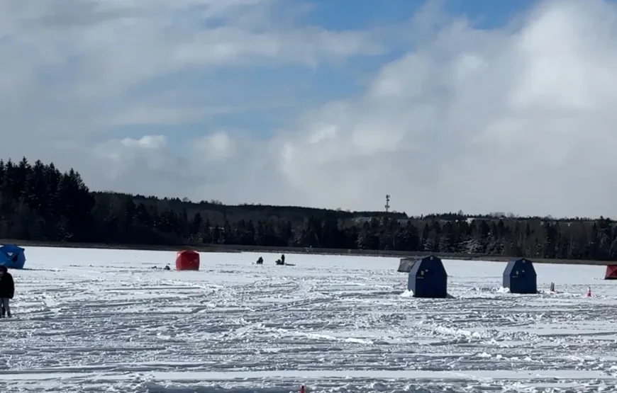 Ice Fishing Adventure on the Icey Lake RV-Motorhome Tour