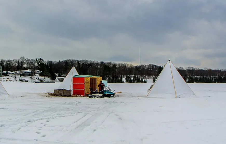 Ice Fishing Adventure on the Icey Lake RV-Motorhome Tour